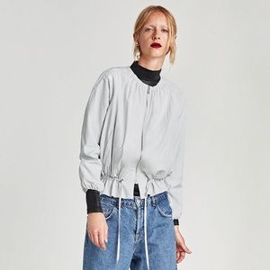 Zara Basic Dusty Blush Pink Nylon Bomber Jacket - Small